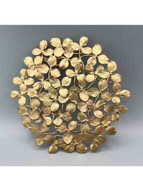 Michael Michaud Table Art Clover Trivet Cast Pewter Gold Finish Botanical 6"